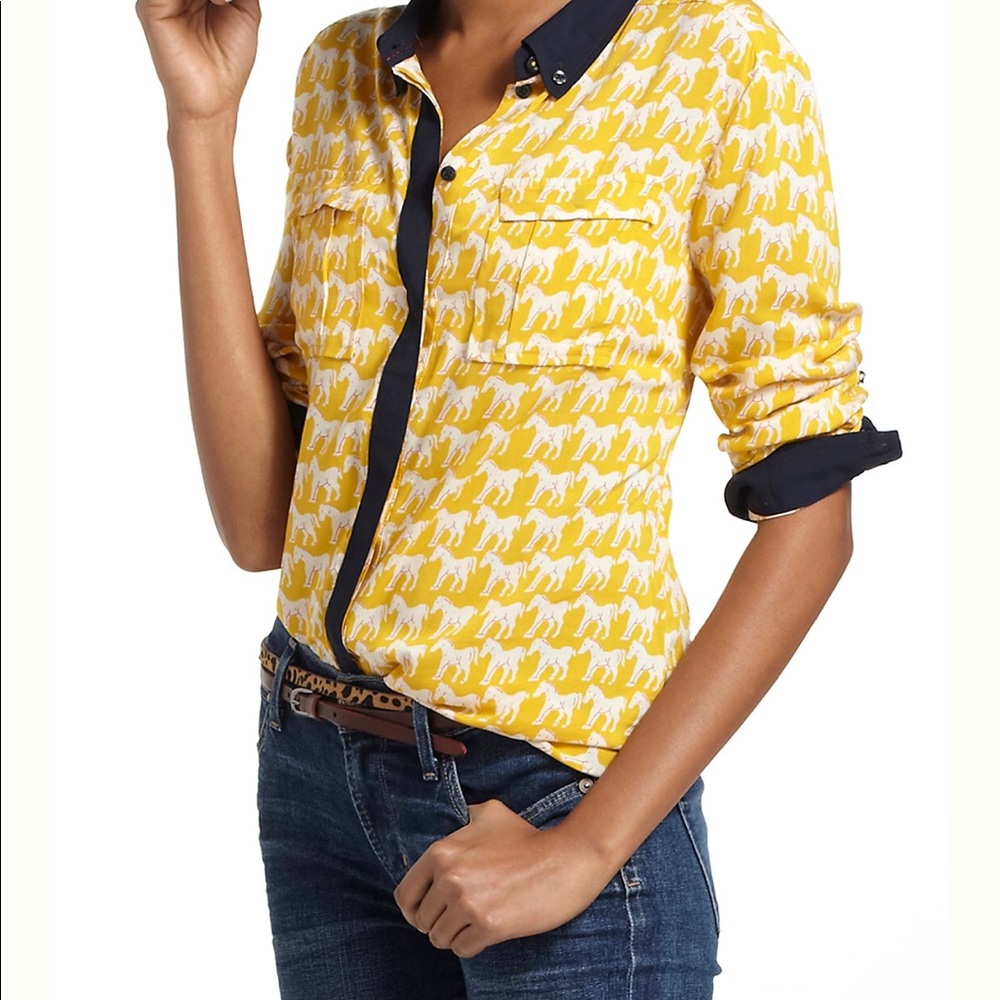 Anthropologie Maeve Yellow Horse Top